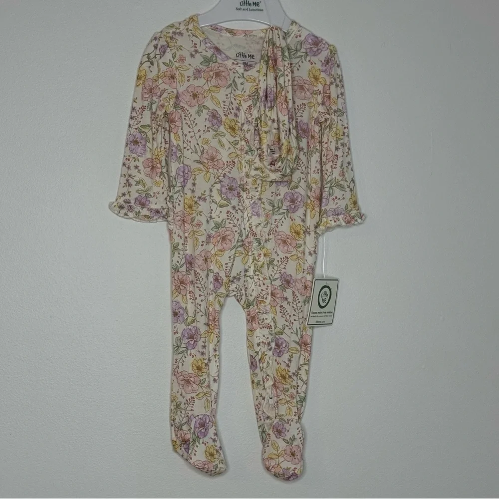 Little Me Pink and Purple Floral Footie